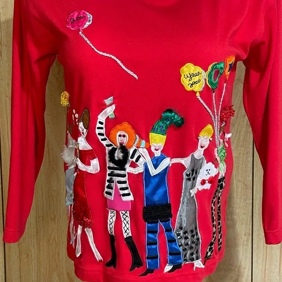 Lisa International Vibrant Scarlet Blouse SZ - PL - Picture 2 of 6